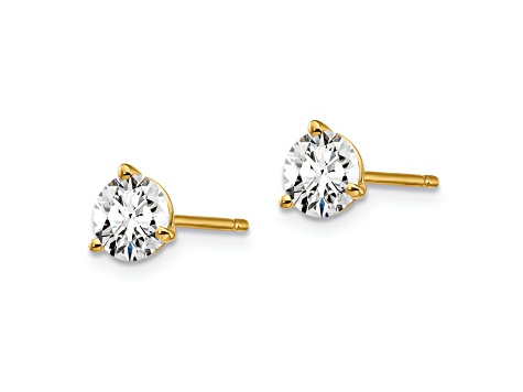 14K Yellow Gold Lab Grown Diamond 1ct. VS/SI GH+, 3 Prong Stud Earrings