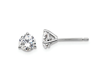 Picture of Rhodium Over 14K Gold Lab Grown Diamond 1ct. VS/SI GH+, 3 Prong Stud Earrings
