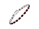 Red Garnet Rhodium Over Sterling Silver Oval Tennis Bracelet 11.22ctw