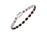Red Garnet Rhodium Over Sterling Silver Oval Tennis Bracelet 11.22ctw