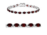 Red Garnet Rhodium Over Sterling Silver Oval Tennis Bracelet 11.22ctw