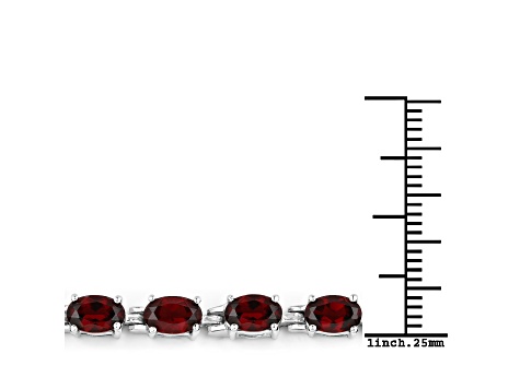 Red Garnet Rhodium Over Sterling Silver Oval Tennis Bracelet 11.22ctw