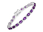 Purple Amethyst Rhodium Over Sterling Silver Oval Tennis Bracelet 7.98ctw