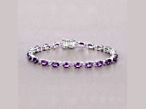 Purple Amethyst Rhodium Over Sterling Silver Oval Tennis Bracelet 7.98ctw