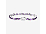 Purple Amethyst Rhodium Over Sterling Silver Oval Tennis Bracelet 7.98ctw