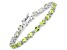 Green Peridot Rhodium Over Sterling Silver Oval Tennis Bracelet 8.61ctw