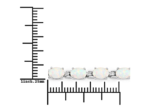White Opal Rhodium Over Sterling Silver Oval Tennis Bracelet 3.50ctw