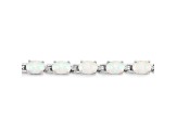 White Opal Rhodium Over Sterling Silver Oval Tennis Bracelet 3.50ctw