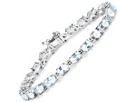 Blue Topaz Rhodium Over Sterling Silver Oval Tennis Bracelet 10.71ctw