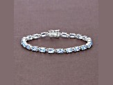 Blue Topaz Rhodium Over Sterling Silver Oval Tennis Bracelet 10.71ctw
