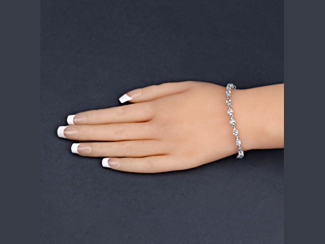 Blue Topaz Rhodium Over Sterling Silver Oval Tennis Bracelet 10.71ctw