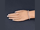 Blue Topaz Rhodium Over Sterling Silver Oval Tennis Bracelet 10.71ctw