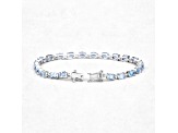 Blue Topaz Rhodium Over Sterling Silver Oval Tennis Bracelet 10.71ctw