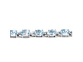 Blue Topaz Rhodium Over Sterling Silver Oval Tennis Bracelet 10.71ctw