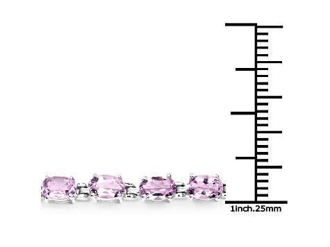 Pink Amethyst Rhodium Over Sterling Silver Oval Tennis Bracelet 8.61ctw