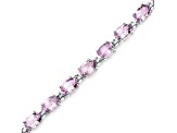 Pink Amethyst Rhodium Over Sterling Silver Oval Tennis Bracelet 8.61ctw