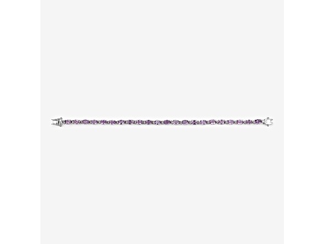 Pink Amethyst Rhodium Over Sterling Silver Oval Tennis Bracelet 8.61ctw