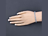 Swiss Blue Topaz Rhodium Over Sterling Silver Oval Tennis Bracelet 10.71ctw