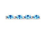 Swiss Blue Topaz Rhodium Over Sterling Silver Oval Tennis Bracelet 10.71ctw