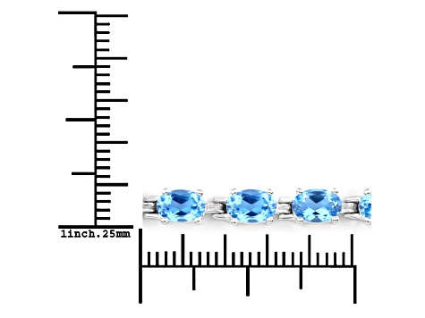 Swiss Blue Topaz Rhodium Over Sterling Silver Oval Tennis Bracelet 10.71ctw