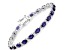 Blue Iolite Rhodium Over Sterling Silver Oval Tennis Bracelet 8.61ctw