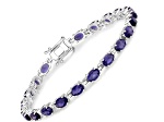 Blue Iolite Rhodium Over Sterling Silver Oval Tennis Bracelet 8.61ctw