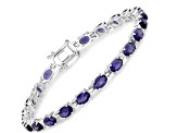 Blue Iolite Rhodium Over Sterling Silver Oval Tennis Bracelet 8.61ctw
