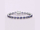 Blue Iolite Rhodium Over Sterling Silver Oval Tennis Bracelet 8.61ctw