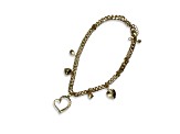 Gold Tone Crystal Heart Charm Necklace.