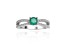 Round Emerald with White Sapphire Accents Sterling Silver Split Shank Ring, 0.60ctw