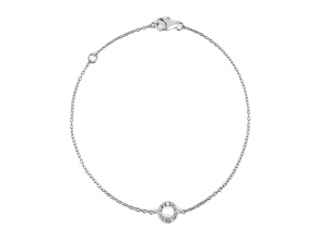 Lab Grown Diamond Rhodium Over Sterling Silver Circle Karma and Luck Bracelet Bracelet VS-GH