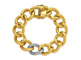 18K Yellow Gold with White Rhodium Diamond Curb 7.75-inch Bracelet 0.70ctw