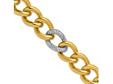 18K Yellow Gold with White Rhodium Diamond Curb 7.75-inch Bracelet 0.70ctw