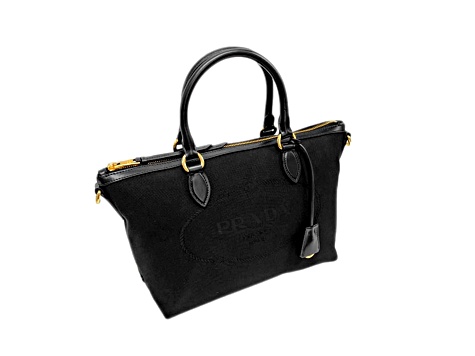 【関税&送料込】Prada Black Canvas Crossbody Bag Prada Logo Jacquard Black Canvas Satchel Crossbody - 14HY0A