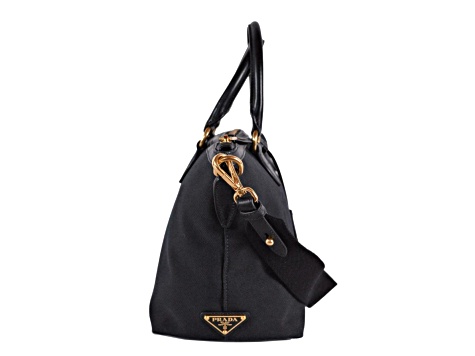 ショルダーバッグ Prada Black Canvas Crossbody Bag Prada Logo Jacquard Black Canvas Satchel Crossbody - 14HY0A