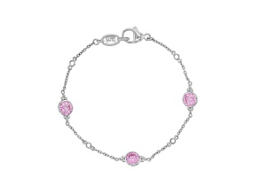 Judith Ripka 3.2ctw Pink Bella Luce Diamond Simulant Rhodium Over Sterling Silver Bracelet