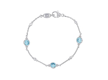 Picture of Judith Ripka 3.2ctw Sky Blue Bella Luce Diamond Simulant Rhodium Over Sterling Silver Bracelet