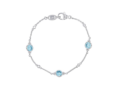 Judith Ripka 3.2ctw Sky Blue Bella Luce Diamond Simulant Rhodium Over Sterling Silver Bracelet