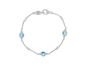 Judith Ripka 3.2ctw Sky Blue Bella Luce Diamond Simulant Rhodium Over Sterling Silver Bracelet