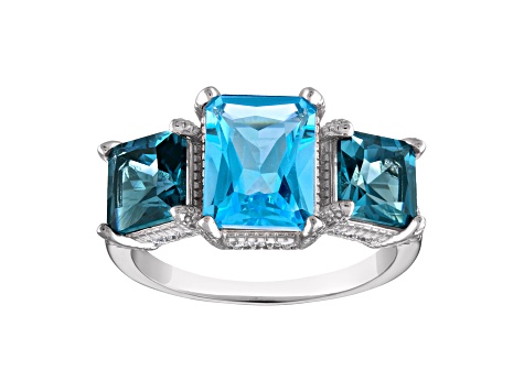 London Blue Topaz  Sterling Silver Ring 5.46ctw