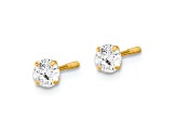 14K Yellow Gold Polished Reversible Ball and Cubic Zirconia Earrings