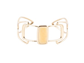 Barse Jewelry Yellow Agate Gold Tone Cuff Bracelet