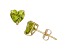 Peridot Heart Shape 10K Yellow Gold Stud Earrings, 1.7ctw