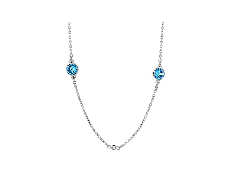 Judith Ripka 3ctw Round Sky Blue Bella Luce Rhodium Over Sterling Silver Station Necklace