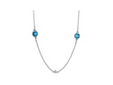Judith Ripka 3ctw Round Sky Blue Bella Luce Rhodium Over Sterling Silver Station Necklace