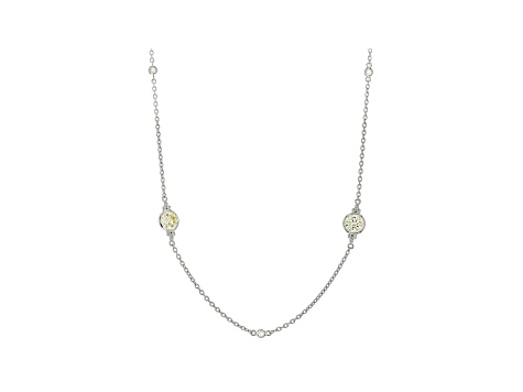 Judith Ripka 3ctw Round Canary Yellow Bella Luce Rhodium Over Sterling Silver Station Necklace