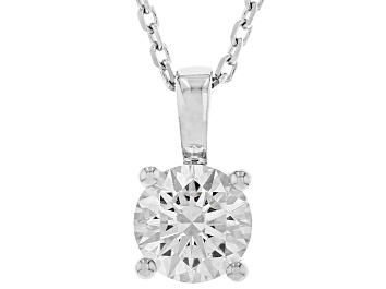 Picture of 14K White Gold Round IGI Certified Lab Grown Diamond Solitaire Pendant With Chain 1.0ct, F/VS2