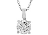 14K White Gold Round IGI Certified Lab Grown Diamond Solitaire Pendant With Chain 1.0ct, F/VS2