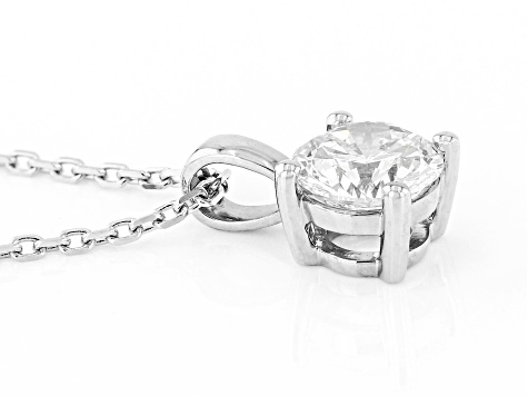 14K White Gold Round IGI Certified Lab Grown Diamond Solitaire Pendant With Chain 1.0ct, F/VS2