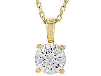 Picture of 14K Yellow Gold Round IGI Certified Lab Grown Diamond Solitaire Pendant With Chain 1.0ct, F/VS2